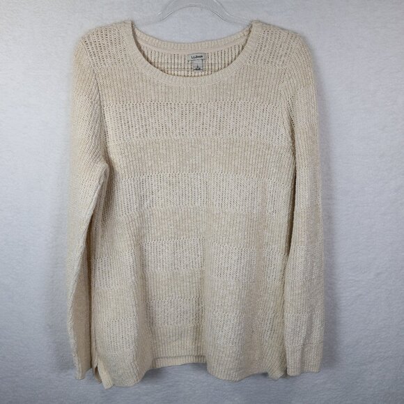 LL Bean Women's Knit Pullover Sweater 100% Cotton Scoop Neck Large - Picture 1 of 8